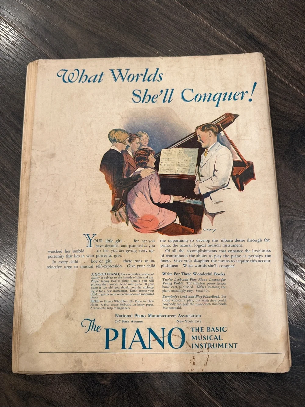 Music Magazine Wall Art - Vintage Illustration in Green and Tan